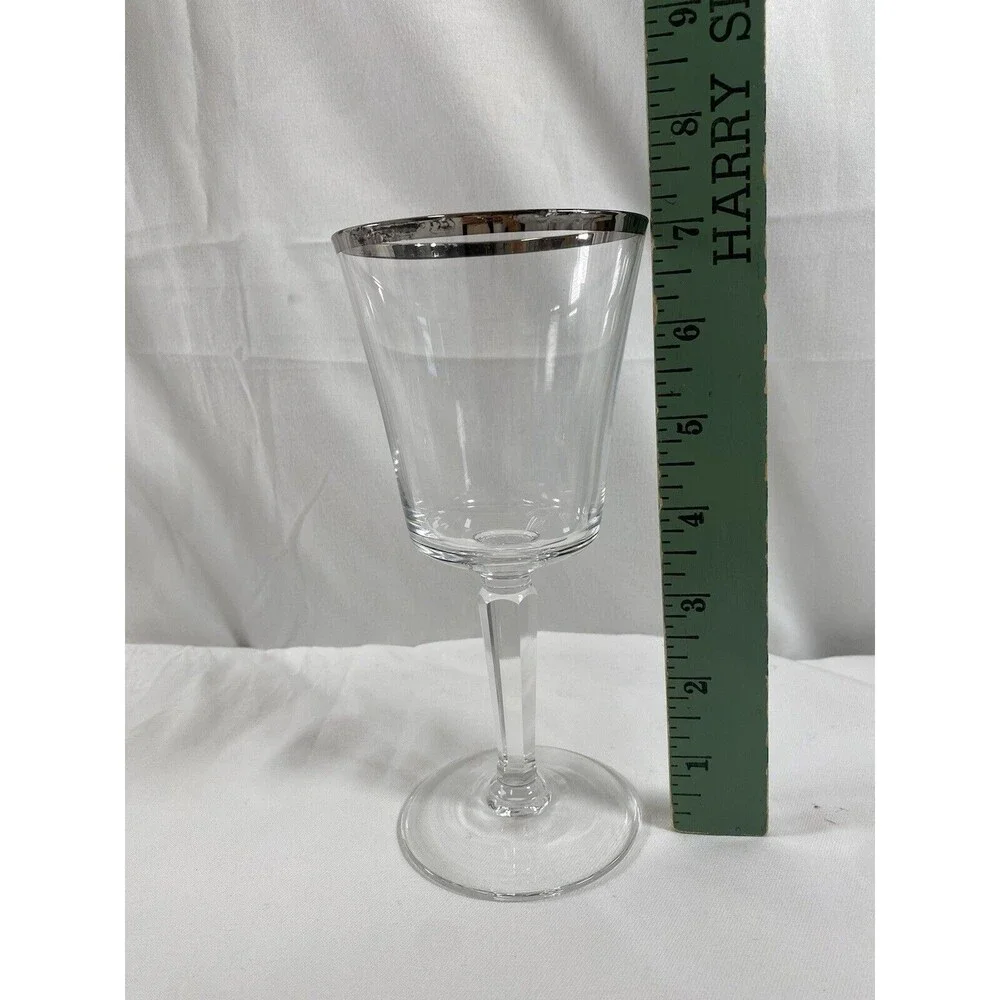 Lot of 5 Lenox Solitaire Platinum Wine Glass Water Goblet Crystal #681 READ